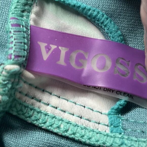 Vigoss Womens Swim Suit Top Bikini Green Pink Padded Size Small - Picture 6 of 6